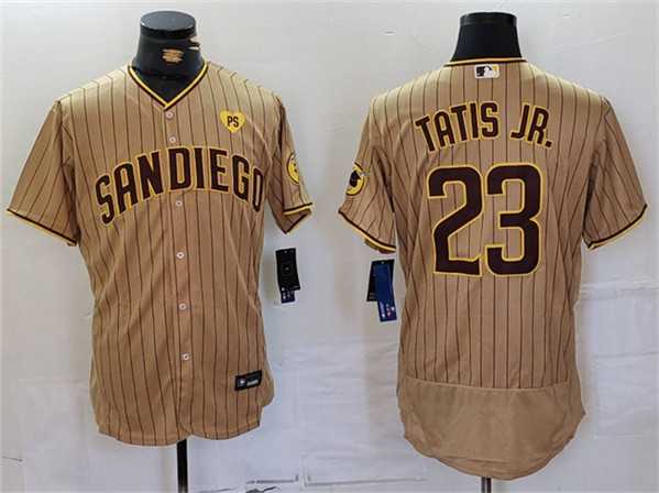 Men%27s San Diego Padres #23 Fernando Tatis Jr. Tan With PS Patch Flex Base Stitched Baseball Jersey->seattle mariners->MLB Jersey